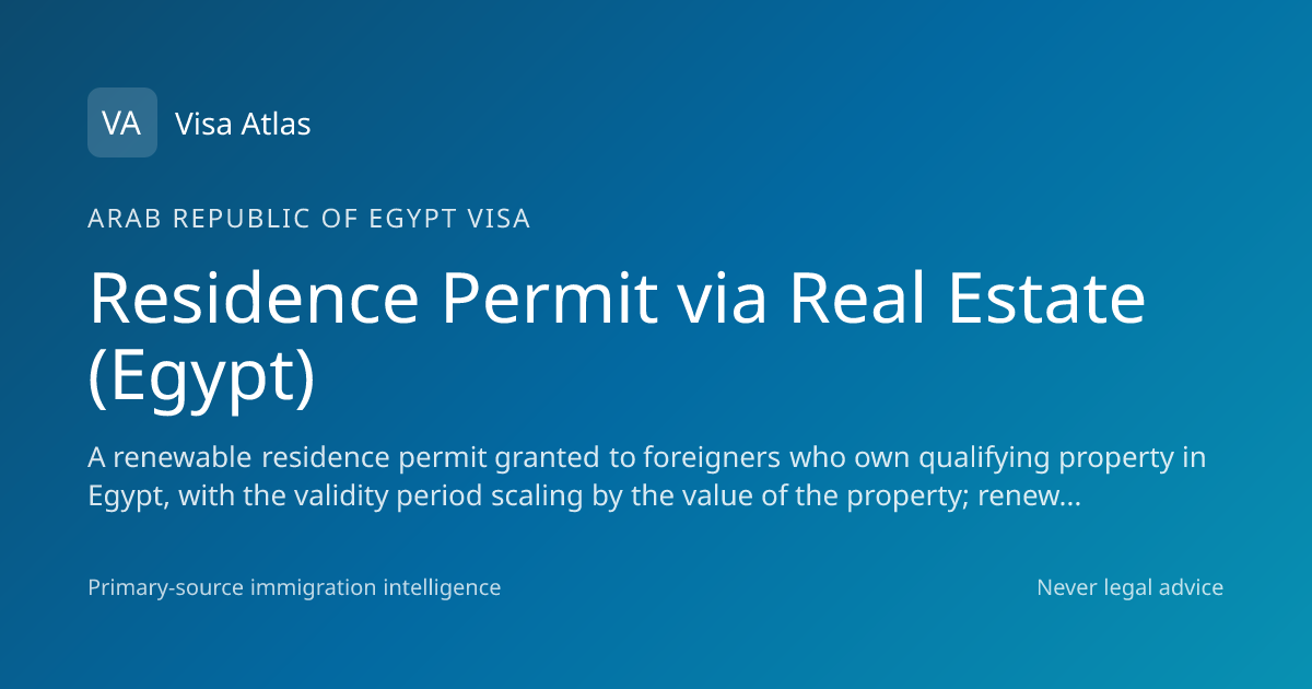 Residence Permit via Real Estate (Egypt) — Arab Republic of Egypt (2026 ...
