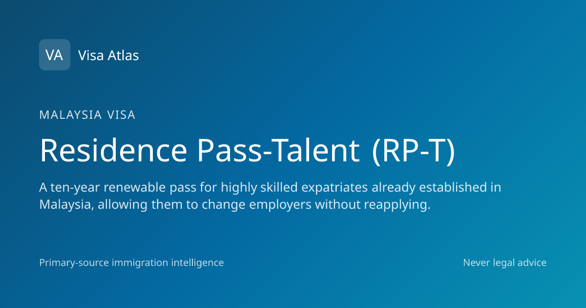 Residence Pass-Talent (RP-T) — Malaysia (2026 guide) · Visa Atlas