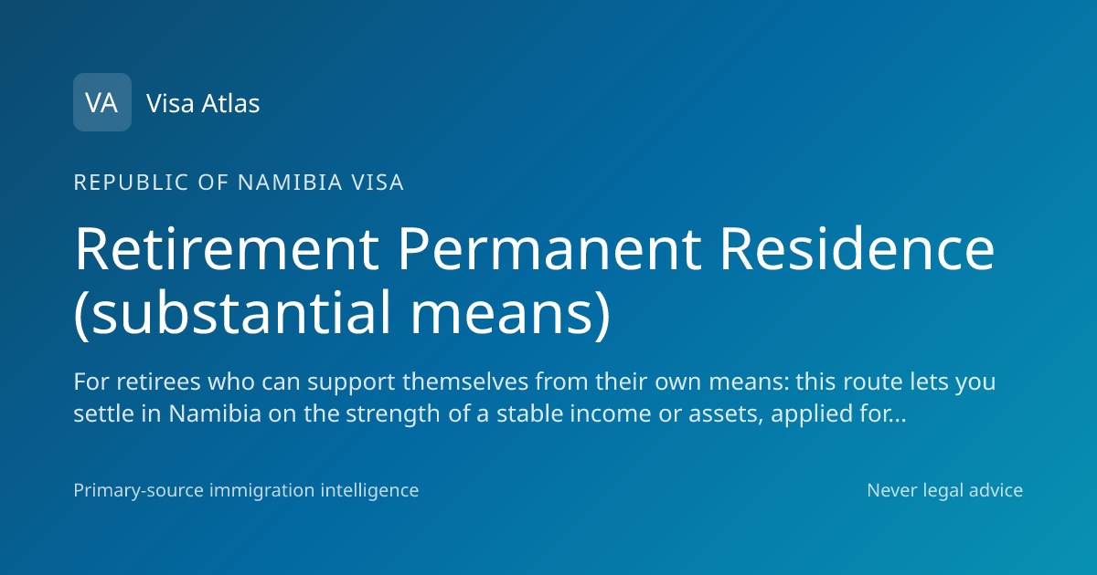 Retirement Permanent Residence (substantial means) — Republic of ...
