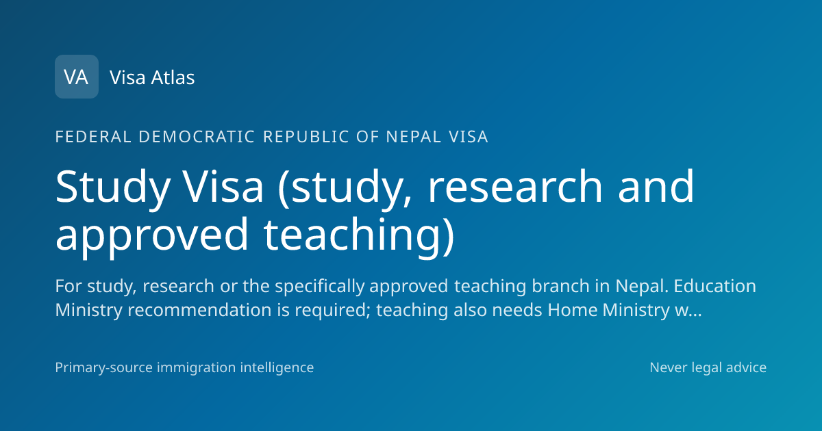 Study Visa (foreign students) — Federal Democratic Republic of Nepal ...