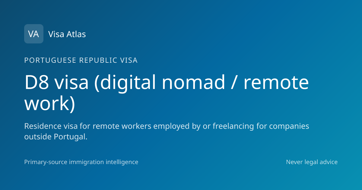 D8 visa (digital nomad / remote work) — Portuguese Republic (2026 guide ...